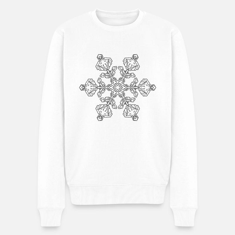 Schneeflocke Mandala - Männer Premium Bio Pullover - Weiß