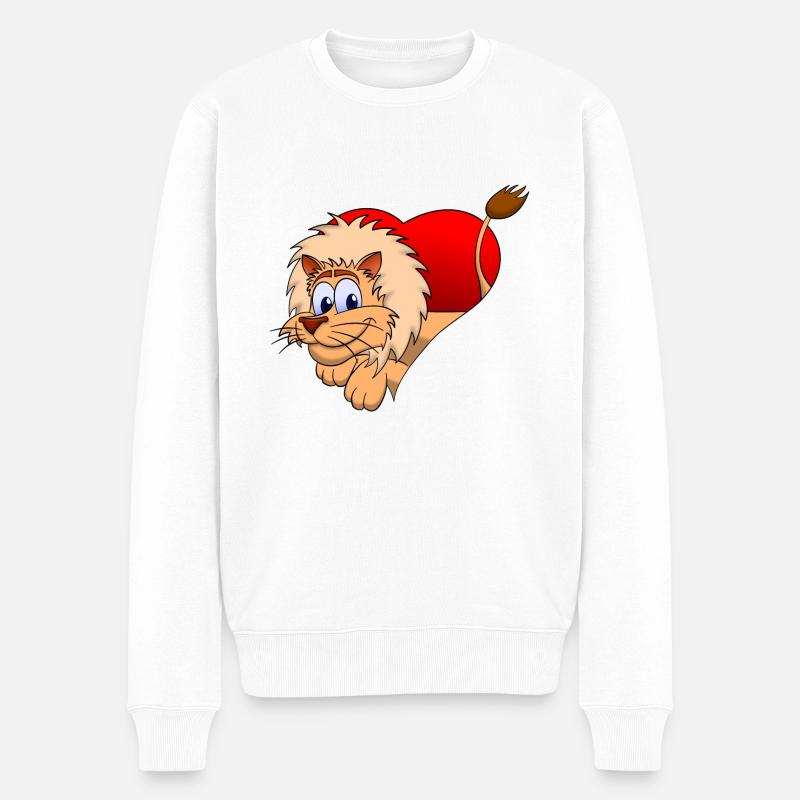 Löwe im Herz - Männer Premium Bio Pullover - Weiß