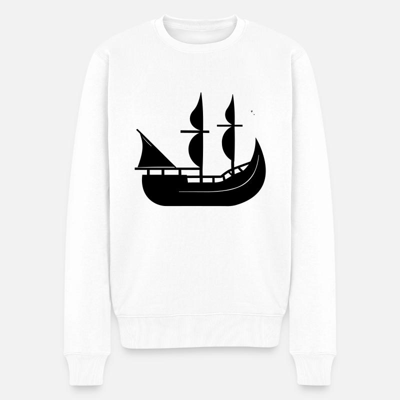 Piratenschiff - Männer Premium Bio Pullover - Weiß