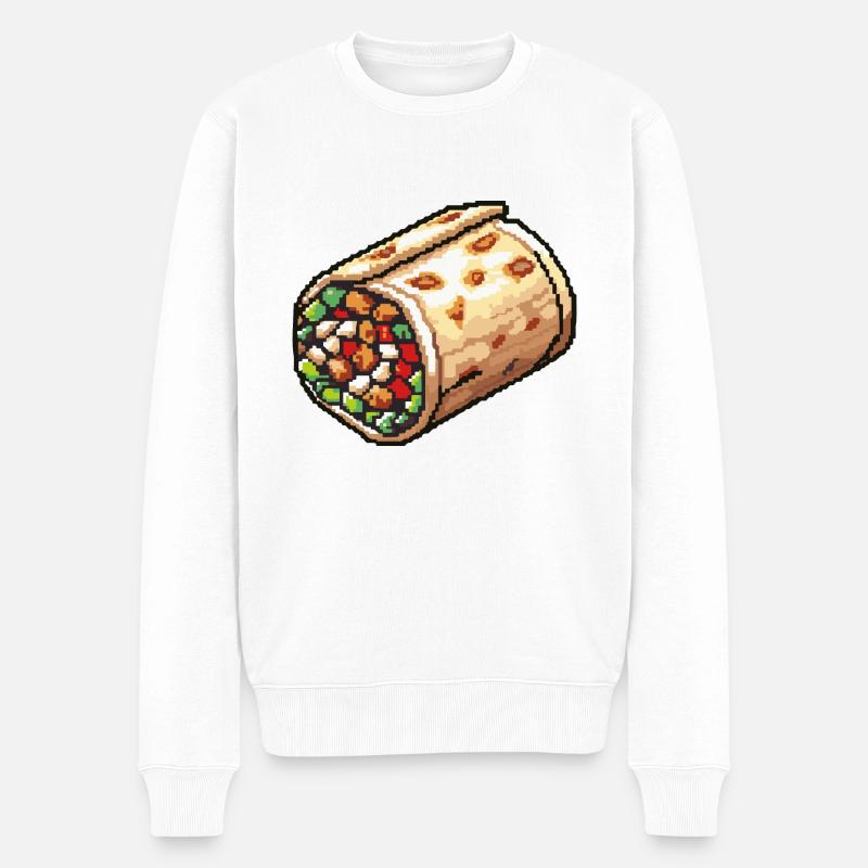 Icône pixel burrito - Pull Premium bio Homme - blanc
