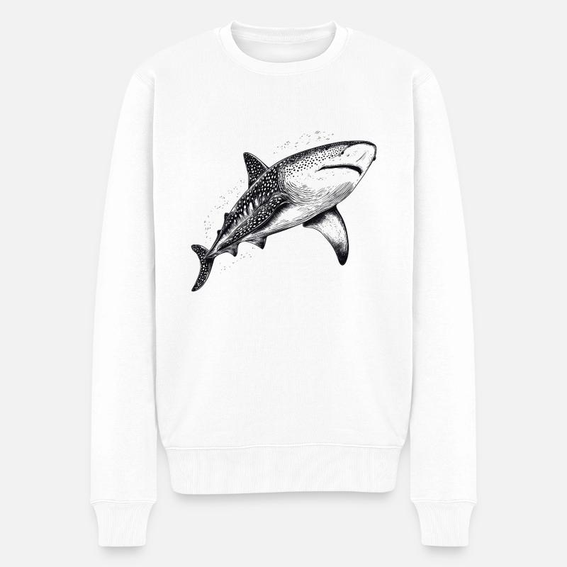 Walhai - Männer Premium Bio Pullover - Weiß