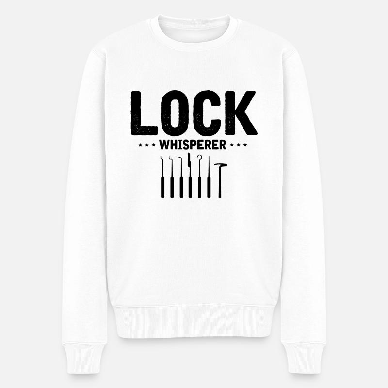 Schloss Flüsterer Schließtechniker Design - Männer Premium Bio Pullover - Weiß