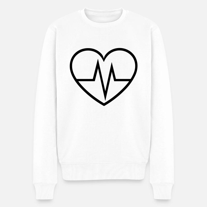 Herzschlag - Männer Premium Bio Pullover - Weiß