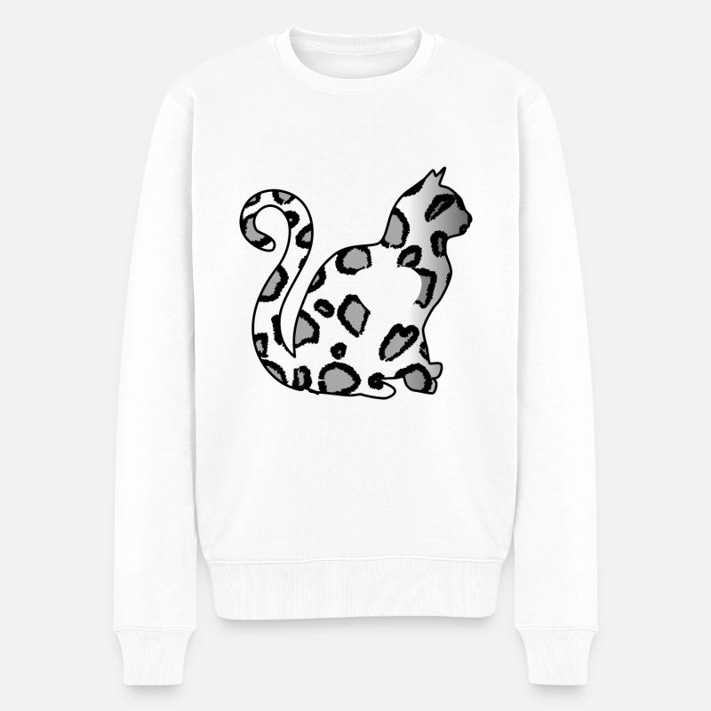 LEO silber katze herz silhouette katzenlover black - Männer Premium Bio Pullover - Weiß