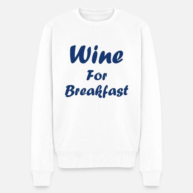 Wine for breakfast - Pull Premium bio Homme - blanc