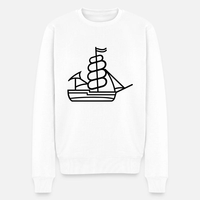 Piratenschiff - Männer Premium Bio Pullover - Weiß
