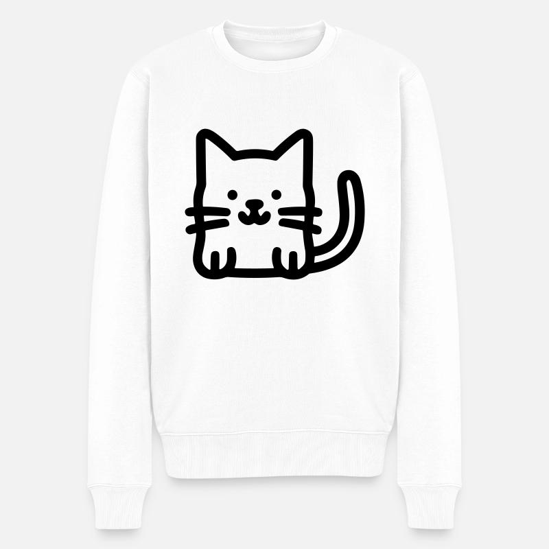 Katze - Männer Premium Bio Pullover - Weiß