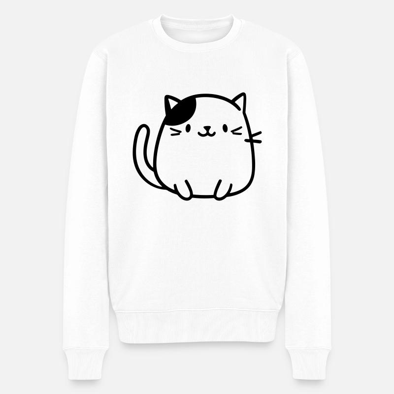 chat - Pull Premium bio Homme - blanc