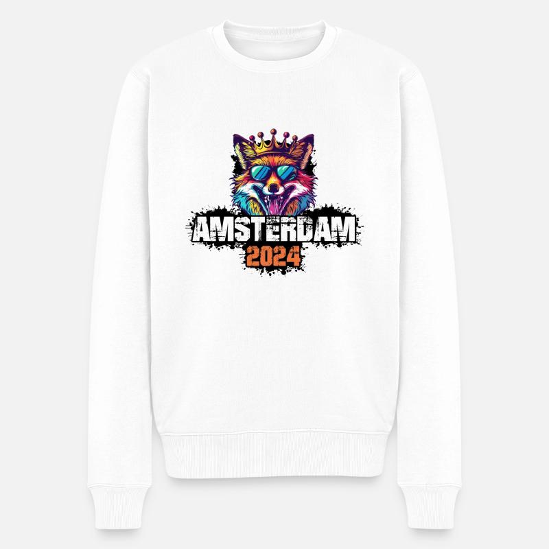 Amsterdam 2024 Vacances Renard - Pull Premium bio Homme - blanc
