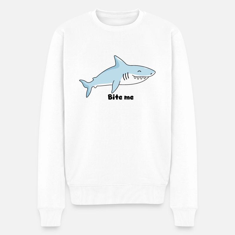 Hai und Humor - Männer Premium Bio Pullover - Weiß