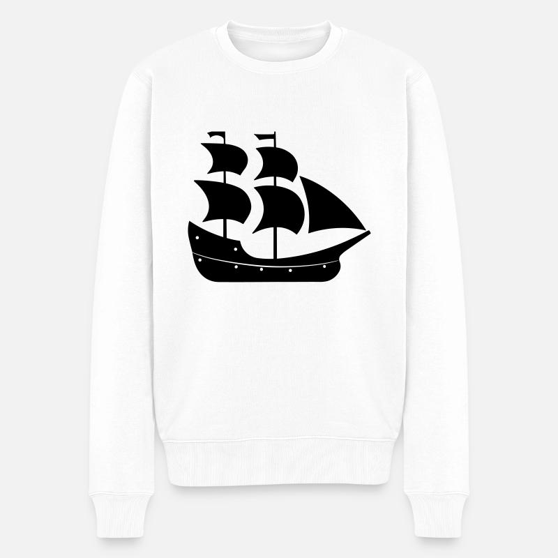 Piratenschiff - Männer Premium Bio Pullover - Weiß