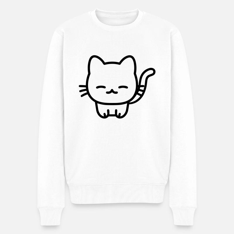 Katze - Männer Premium Bio Pullover - Weiß