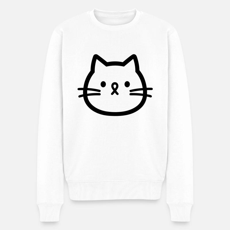 Katze - Männer Premium Bio Pullover - Weiß