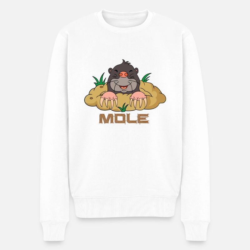 Mole - Maulwurf - Männer Premium Bio Pullover - Weiß