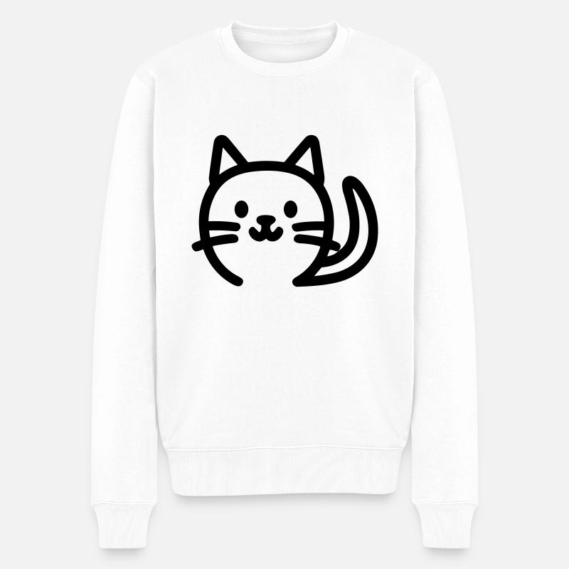 Katze - Männer Premium Bio Pullover - Weiß
