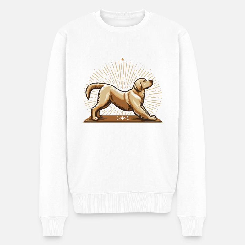 Yogapose Herabschauender Hund Yoga Meditation - Männer Premium Bio Pullover - Weiß