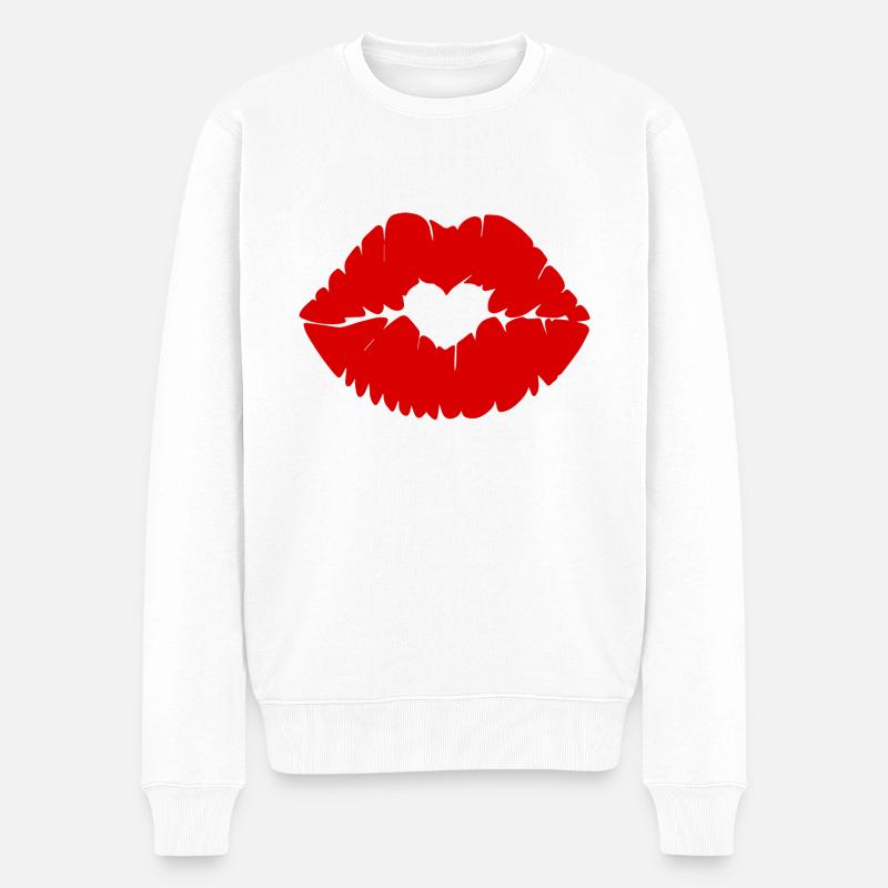 Bouche de baiser avec cœur - Pull Premium bio Homme - blanc