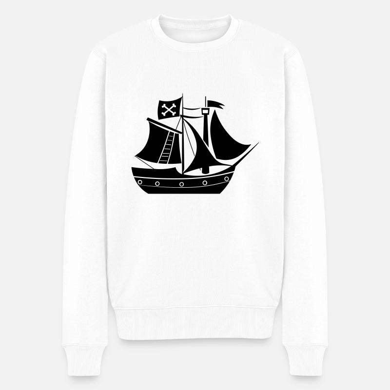 Piratenschiff - Männer Premium Bio Pullover - Weiß