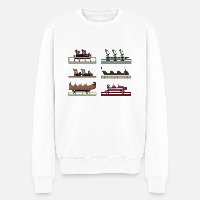 Achterbahn-Wagen - Männer Premium Bio Pullover - Weiß