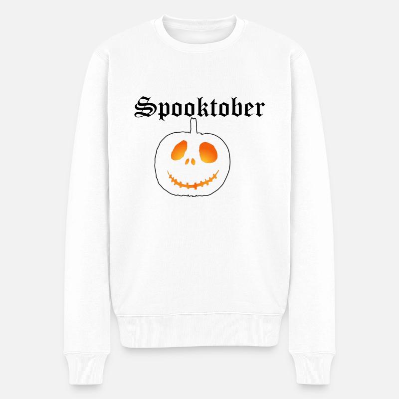 Spooktober Kürbis - Männer Premium Bio Pullover - Weiß