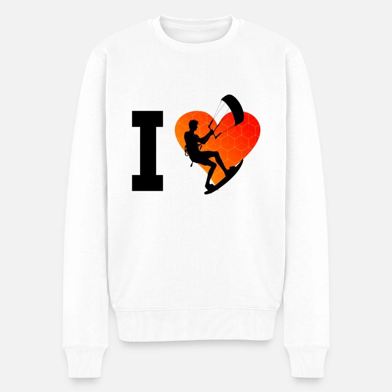 Kite Damen Kitesurf Kitesurfen Kitesurfing - Männer Premium Bio Pullover - Weiß