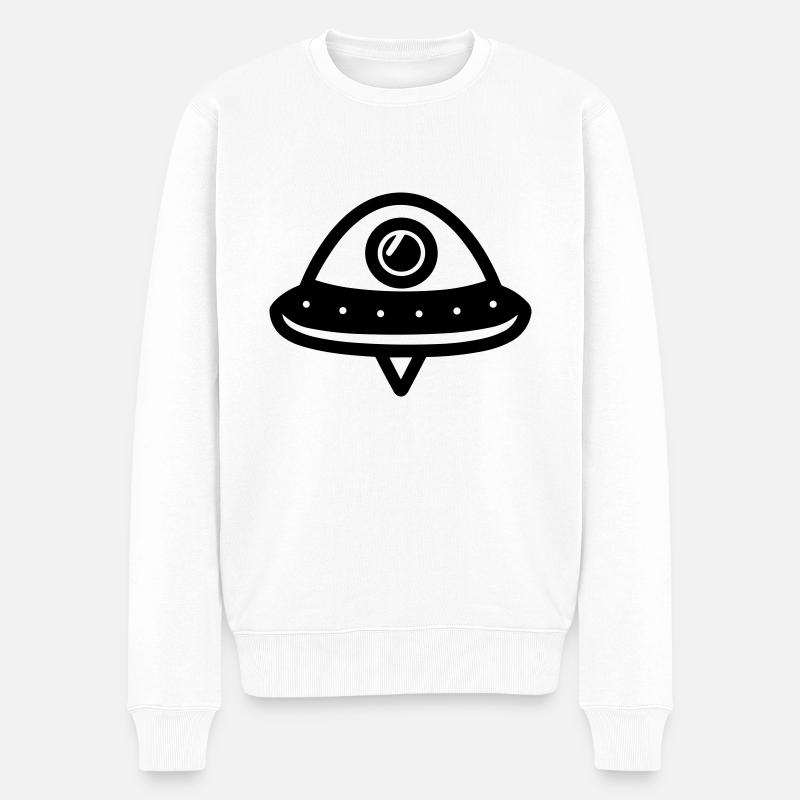 fliegende Untertasse - Männer Premium Bio Pullover - Weiß
