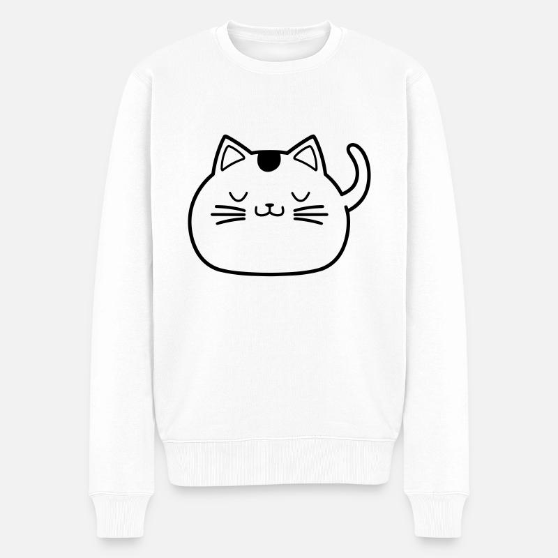 Katze - Männer Premium Bio Pullover - Weiß