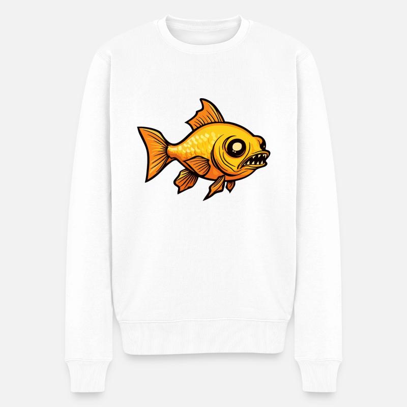 Goldfisch Halloween Comic Lustig - Männer Premium Bio Pullover - Weiß