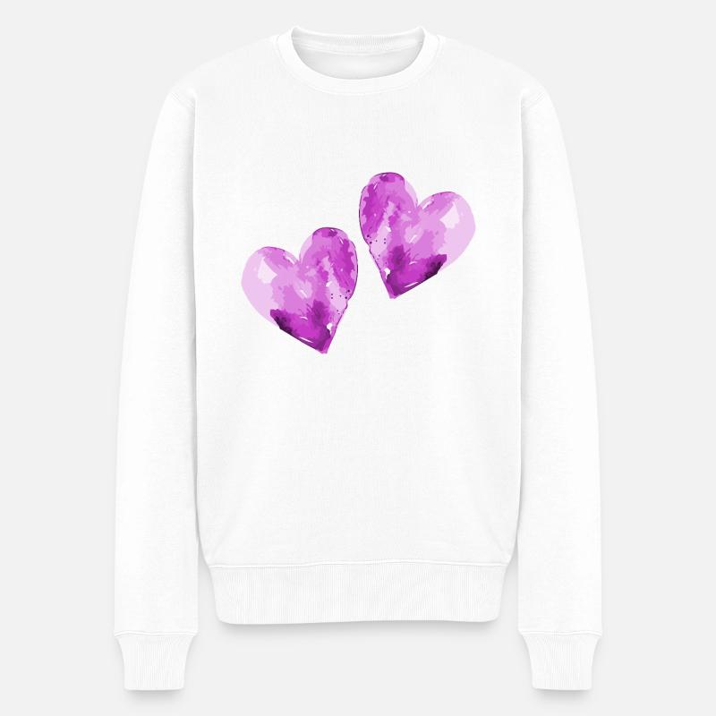 Coeurs amoureux Saint-Valentin - Pull Premium bio Homme - blanc