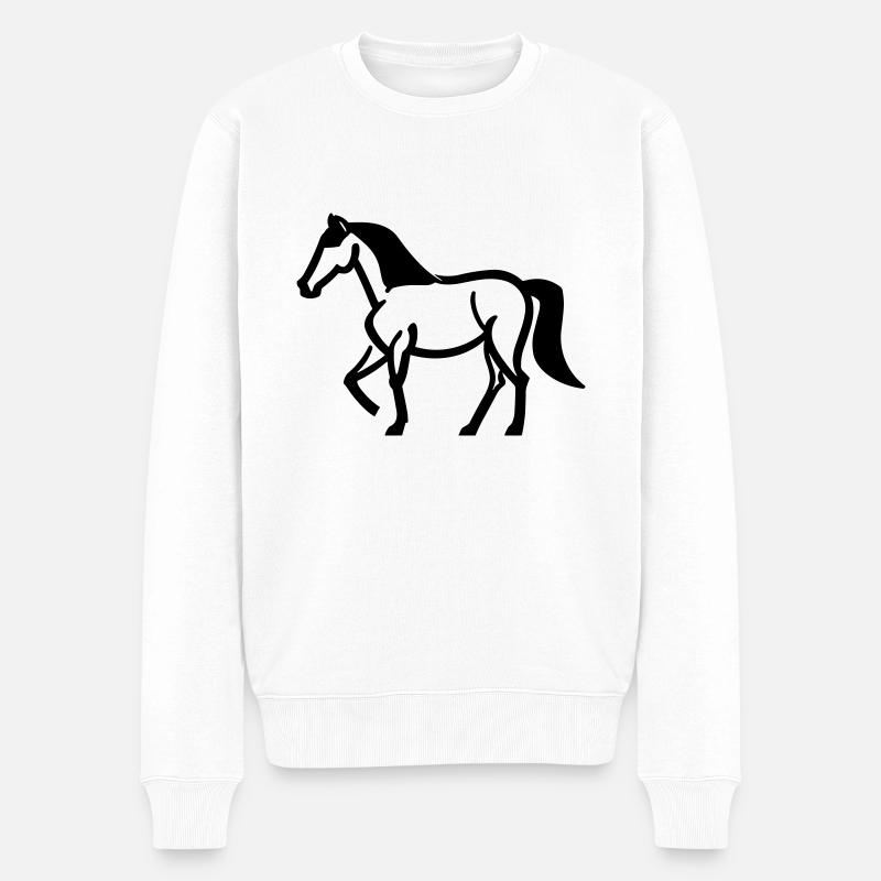Pferd - Männer Premium Bio Pullover - Weiß