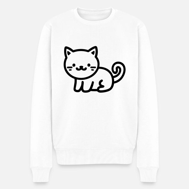 chat - Pull Premium bio Homme - blanc