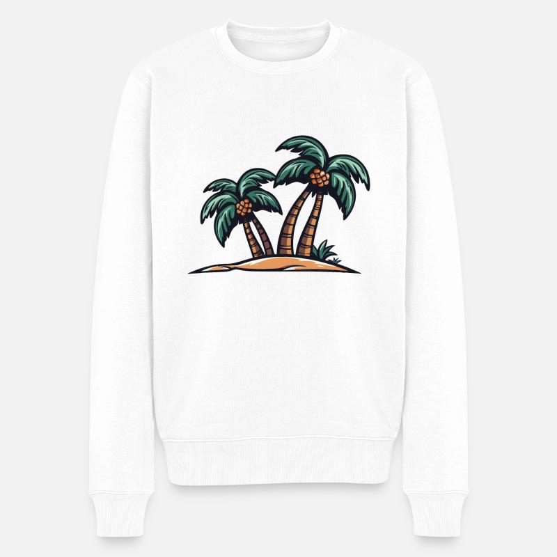 Palmen Insel - Männer Premium Bio Pullover - Weiß