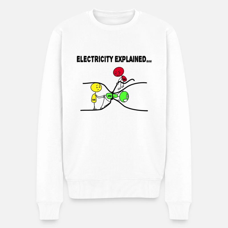 Elektrizität erklärt Elektriker Humor Geschenk - Männer Premium Bio Pullover - Weiß