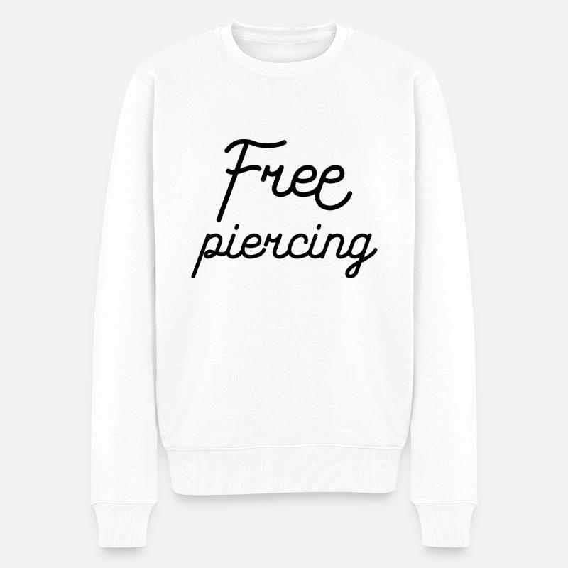 Free piercing - Männer Premium Bio Pullover - Weiß