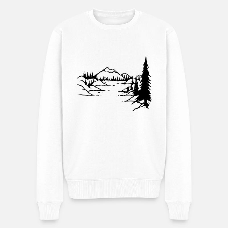 Landschaft Berge Seen - Männer Premium Bio Pullover - Weiß