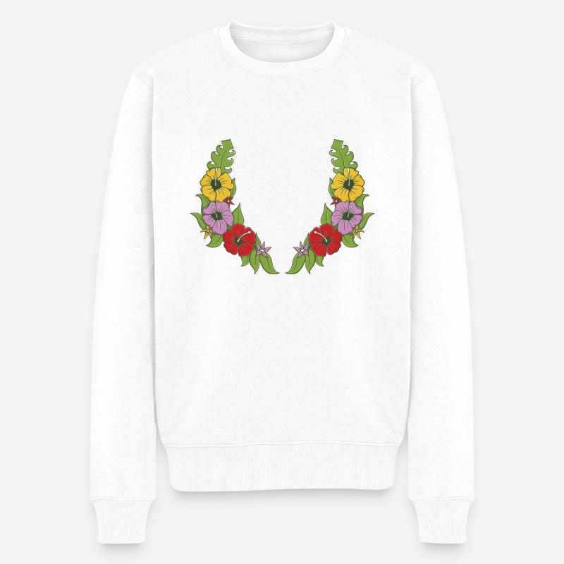 Couronne de fleurs - Pull Premium bio Homme - blanc