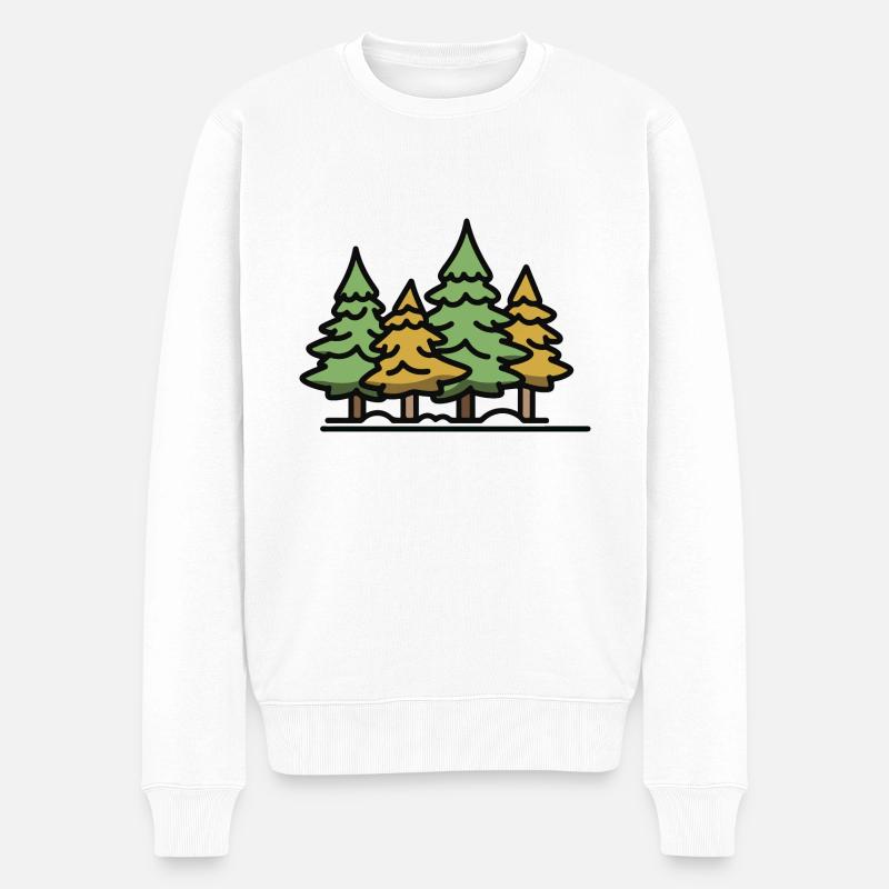 Wald Bäume - Männer Premium Bio Pullover - Weiß