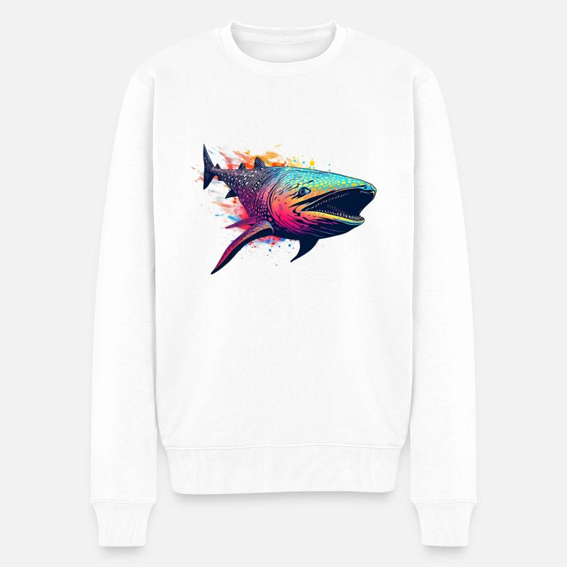 Walhai - Männer Premium Bio Pullover - Weiß