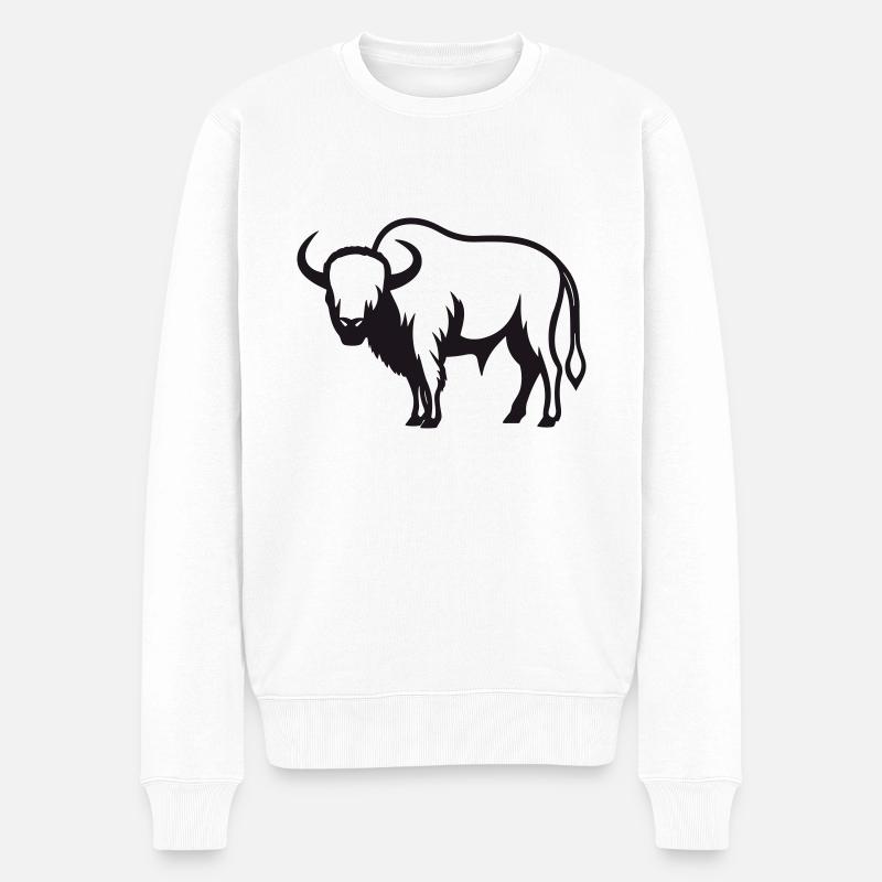 Büffel - Männer Premium Bio Pullover - Weiß