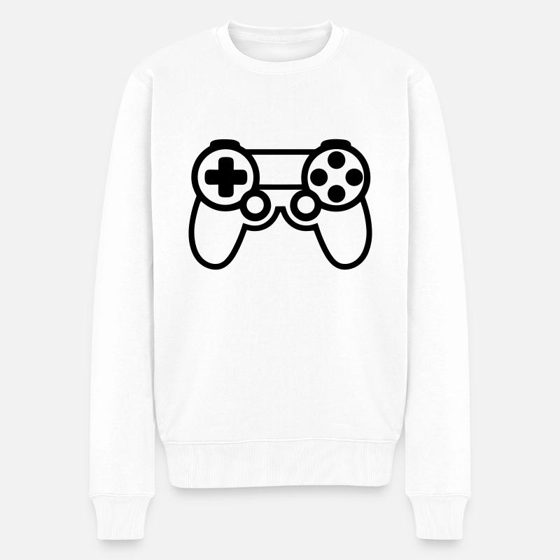 Videospiel-Controller - Männer Premium Bio Pullover - Weiß