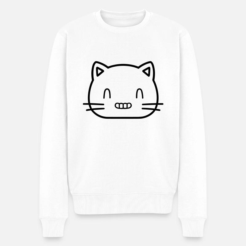 Katze - Männer Premium Bio Pullover - Weiß