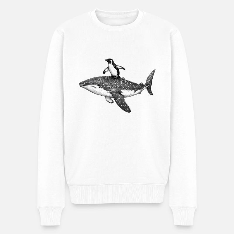 Pingouin, surf, requin-baleine - Pull Premium bio Homme - blanc