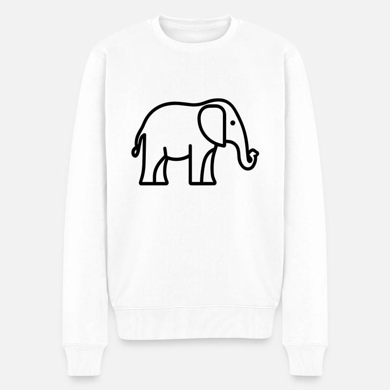 Elefant - Männer Premium Bio Pullover - Weiß