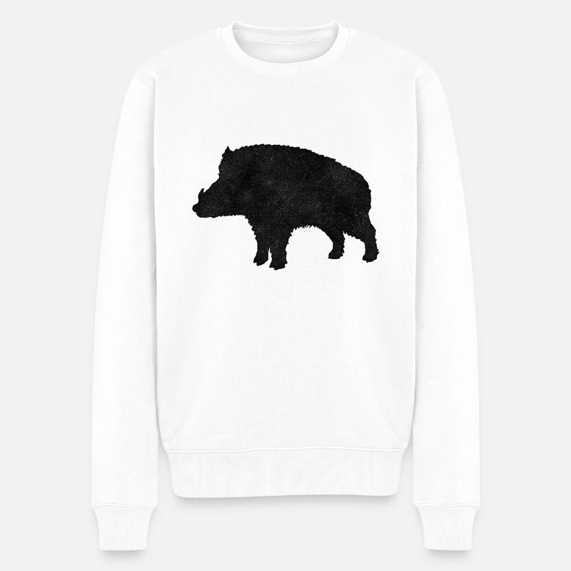 Wildschwein - Männer Premium Bio Pullover - Weiß
