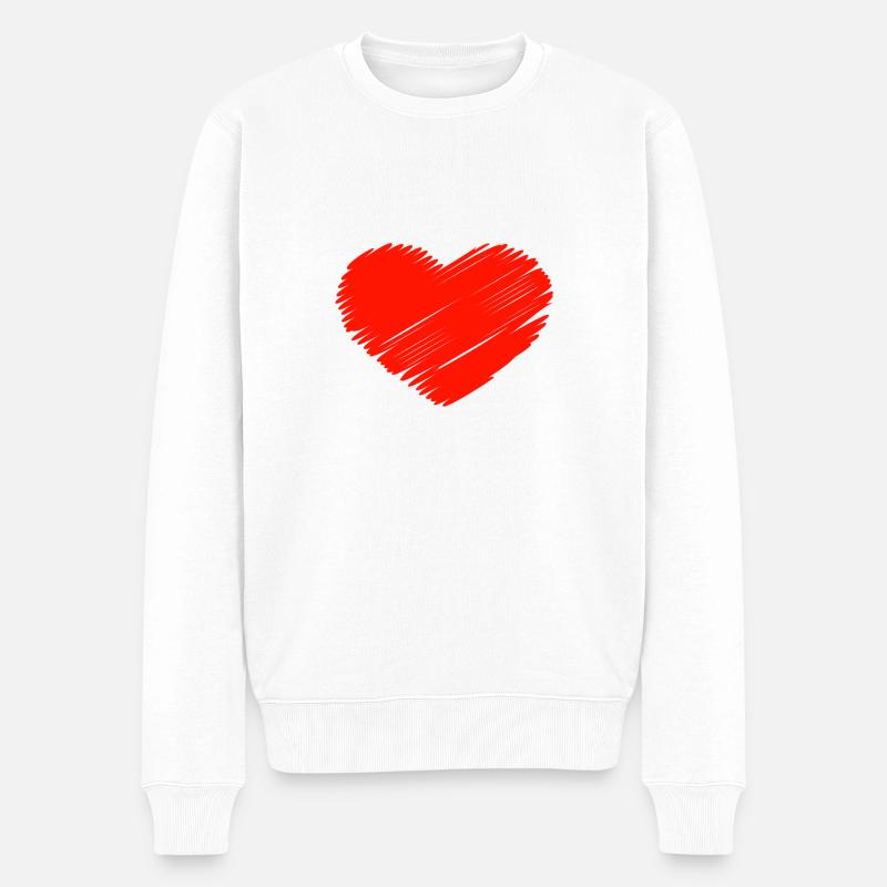 Liebe Herz - Männer Premium Bio Pullover - Weiß