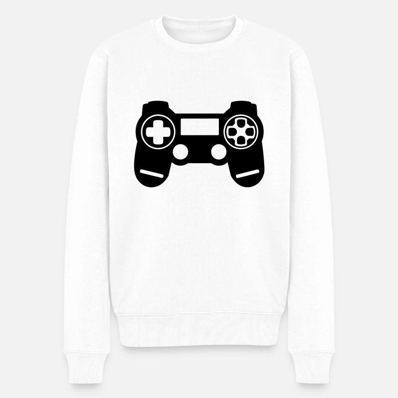 manette de jeux vidéo - Pull Premium bio Homme - blanc