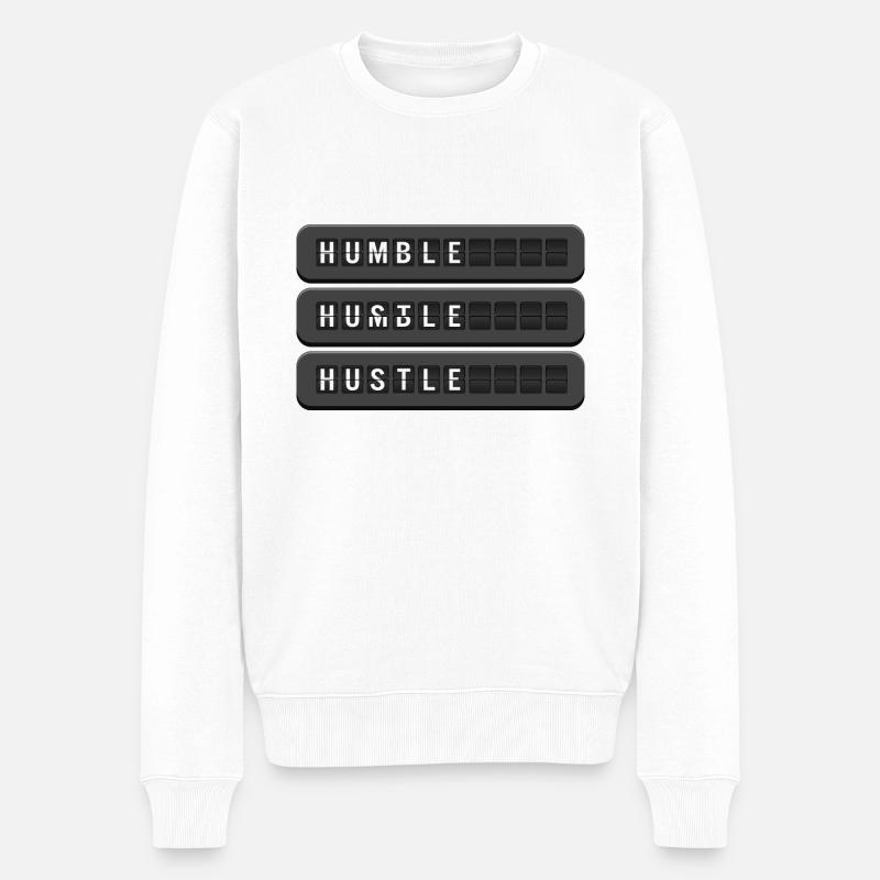 Hustle & Humble - Männer Premium Bio Pullover - Weiß
