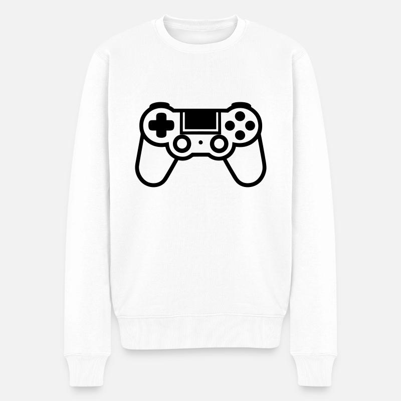 Videospiel-Controller - Männer Premium Bio Pullover - Weiß