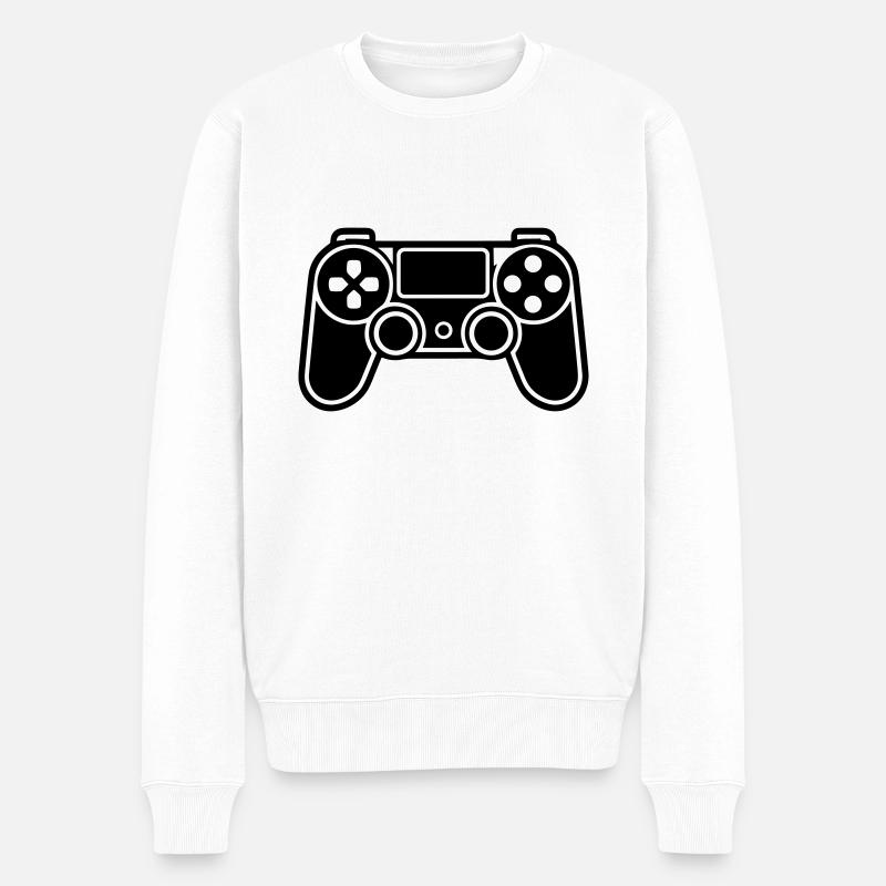 Videospiel-Controller - Männer Premium Bio Pullover - Weiß
