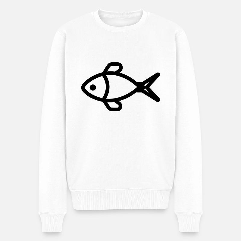 Fisch - Männer Premium Bio Pullover - Weiß